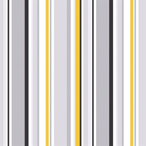 Step Stripe Yellow, Grey & Black Retro Wallpaper