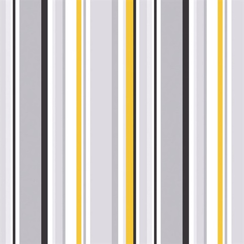 Step Stripe Yellow, Grey & Black Retro Wallpaper
