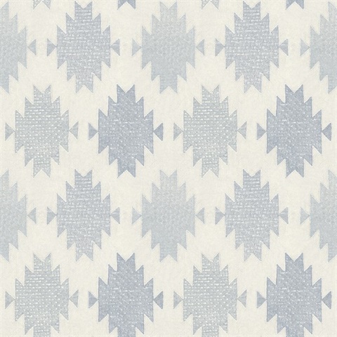 Stitched Heirloom Indigo Southwest Textured Medallion Wallpaper