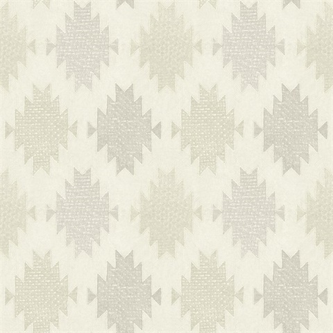 Stitched Heirloom Moss Southwest Textured Medallion Wallpaper