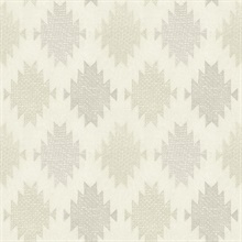 Stitched Heirloom Moss Southwest Textured Medallion Wallpaper