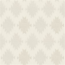 Stitched Heirloom White Southwest Textured Medallion Wallpaper