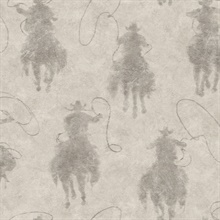 Stockman Silhouette Grey Cowboy Hide Wallpaper