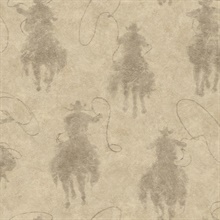 Stockman Silhouette Khaki Cowboy Hide Wallpaper