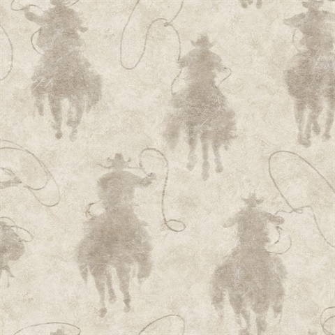 Stockman Silhouette Light Grey Cowboy Hide Wallpaper
