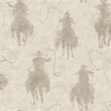 Stockman Silhouette Light Grey Cowboy Hide Wallpaper
