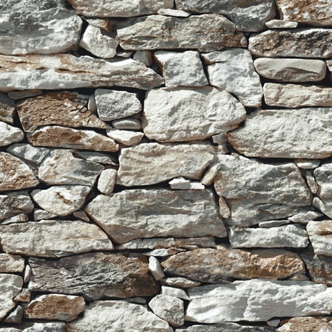 Stone Stone Wall Brown & Grey Peel and Stick Wallpaper