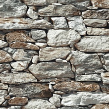 Stone Stone Wall Brown & Grey Peel and Stick Wallpaper