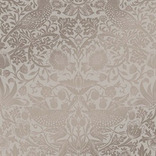 Strawberry Thief Dark Taupe & Metallic Victorian Fruit Leaf Wallpaper