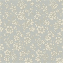 Stria Blue Floral Toss Wallpaper