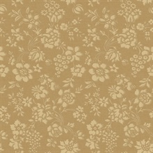 Stria Gold Floral Toss Wallpaper