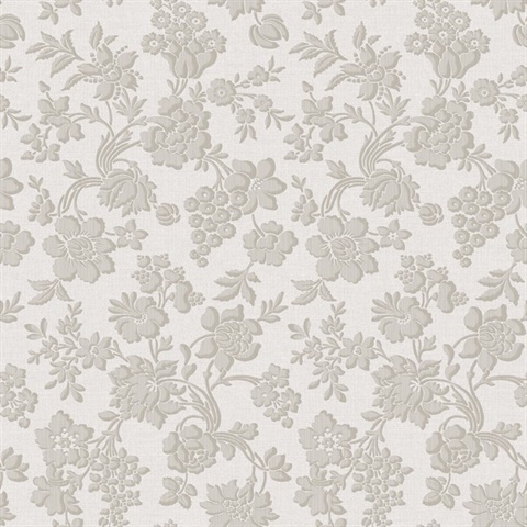 Stria Grey Floral Toss Wallpaper