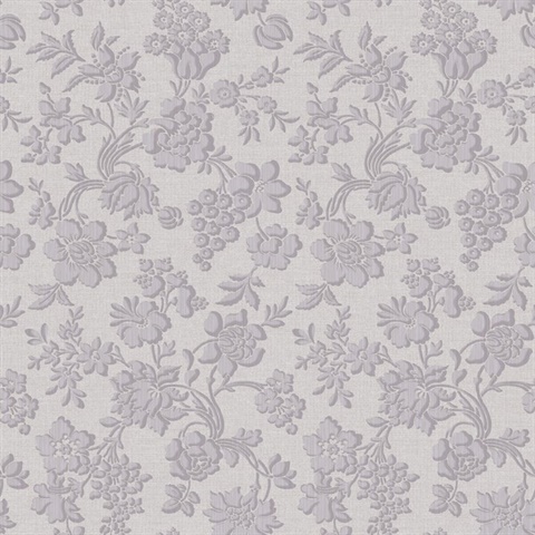 Stria Violet Floral Toss Wallpaper