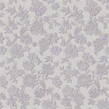 Stria Violet Floral Toss Wallpaper