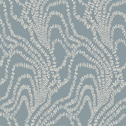 String of Pearls Denim Vine Wallpaper