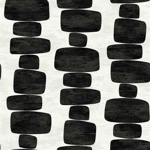 Stripe Block Charcoal Peel and Stick Wallpaper