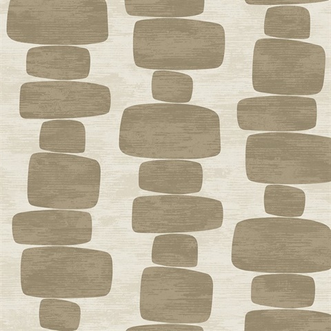 Stripe Block Tan Peel and Stick Wallpaper