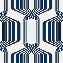 Striped Geo Geometric Blue Sapphire Peel and Stick Wallpaper