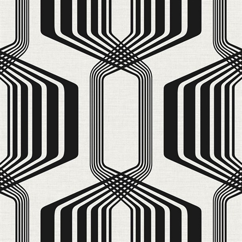 Striped Geo Geometric Ebony Peel and Stick Wallpaper