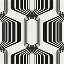 Striped Geo Geometric Ebony Peel and Stick Wallpaper