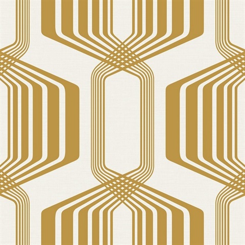 Striped Geo Geometric Metallic Gold Peel and Stick Wallpaper
