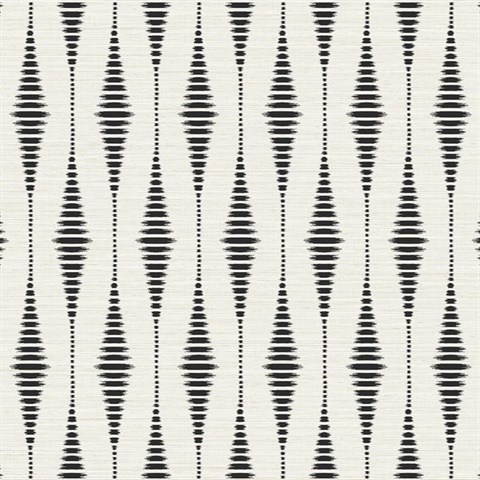 Striped Ikat Ebony & Linen Peel and Stick Wallpaper
