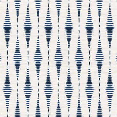 Striped Ikat Navy Blue & Linen Peel and Stick Wallpaper