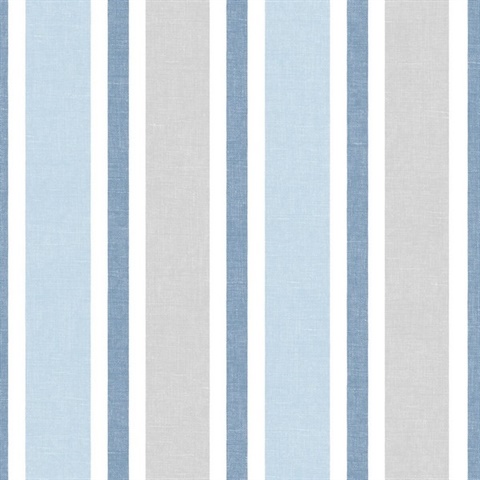 Striped Linen Cut Stripe Bluebird & Carrara Peel and Stick Wallpaper