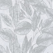 Suki Silver &amp; Light Grey Modern Silhouette Large Leaf Wallpaper