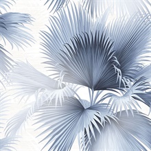 Summer Palm Blue Tropical Leaf Wallpaper