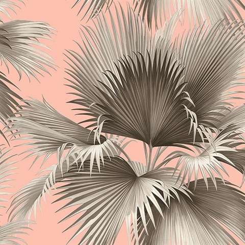 Summer Palm Blush Pink Tropical Leaf Wallpaper