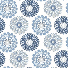 Sunkissed Blue Floral Medallion Wallpaper