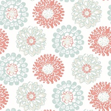 Sunkissed Coral Floral Medallion Wallpaper