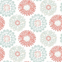 Sunkissed Coral Floral Medallion Wallpaper