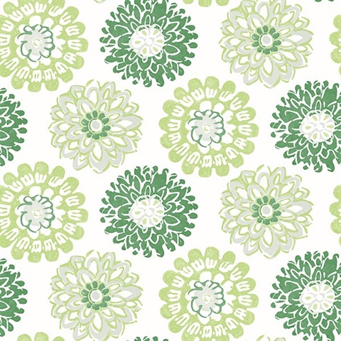 Sunkissed Green Floral Medallion Wallpaper