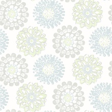 Sunkissed Light Green Floral Medallion Wallpaper