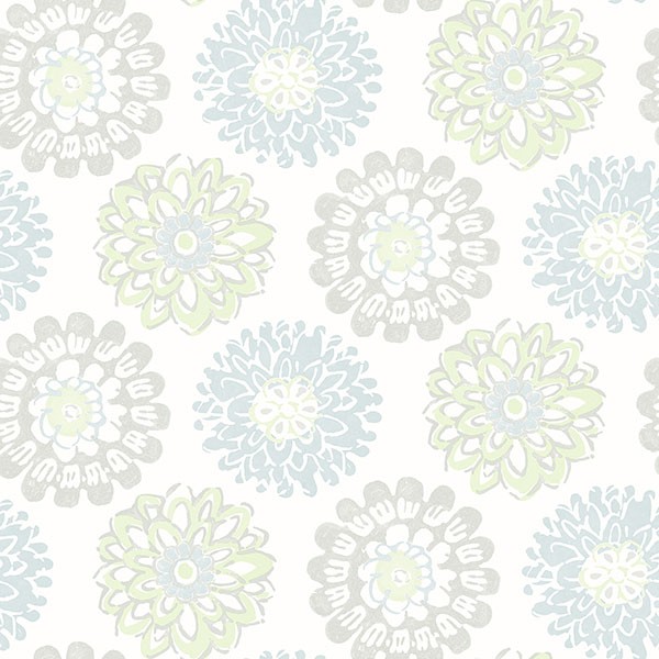 3120-13704 | Sunkissed Light Green Floral Medallion Wallpaper