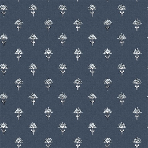 Surdiva Dark Blue Floral Fan Wallpaper