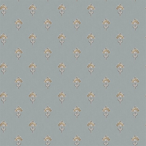 Surdiva Denim Floral Fan Wallpaper