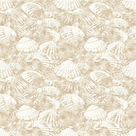 Surfside Beige Shells Wallpaper
