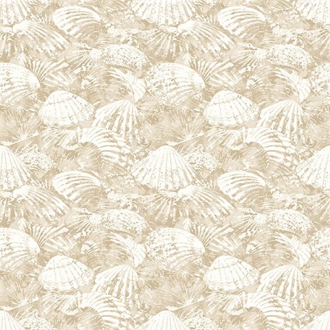 Surfside Beige Shells Wallpaper