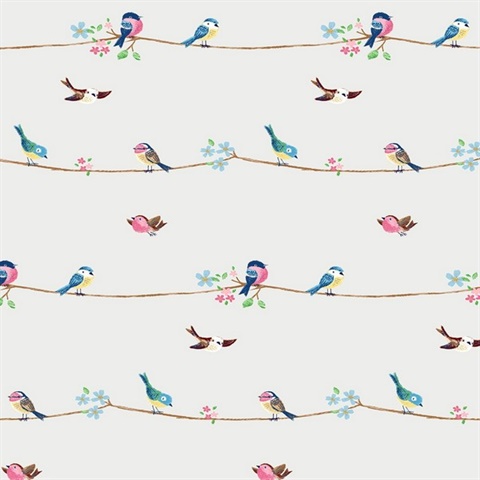 Sweet Tweet Animal Print Multicolored Peel and Stick Wallpaper