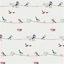 Sweet Tweet Animal Print Multicolored Peel and Stick Wallpaper