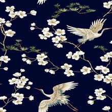 Swithins Navy Swan Wallpaper