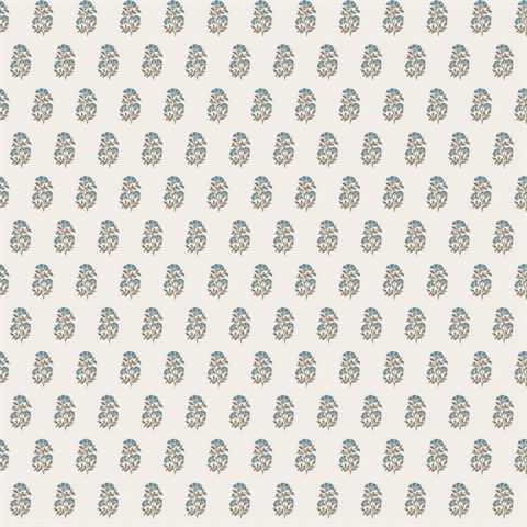 Sylvie Teal Floral Miniprints Wallpaper