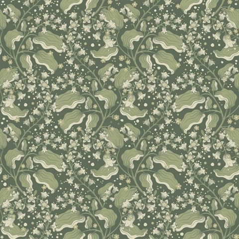 Syren Evergreen Dainty Floral Wallpaper