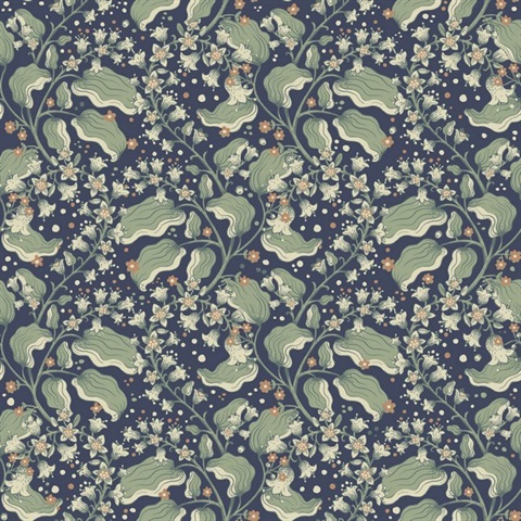 Syren Navy Dainty Floral Wallpaper