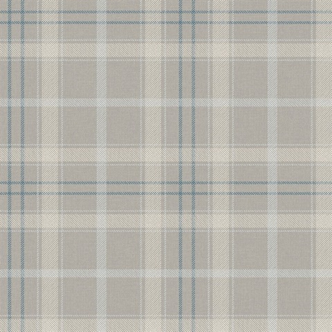 Tailor Plaid Argos Grey & Blue Peel and Stick Wallpaper