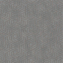 Tama Charcoal Grey &amp; Rose Gold Geometric Wallpaper