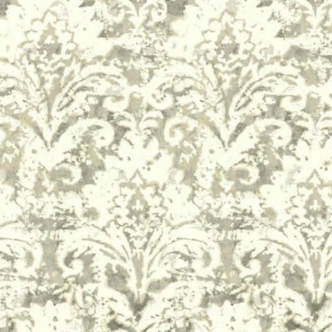 Tan Batik Damask Wallpaper